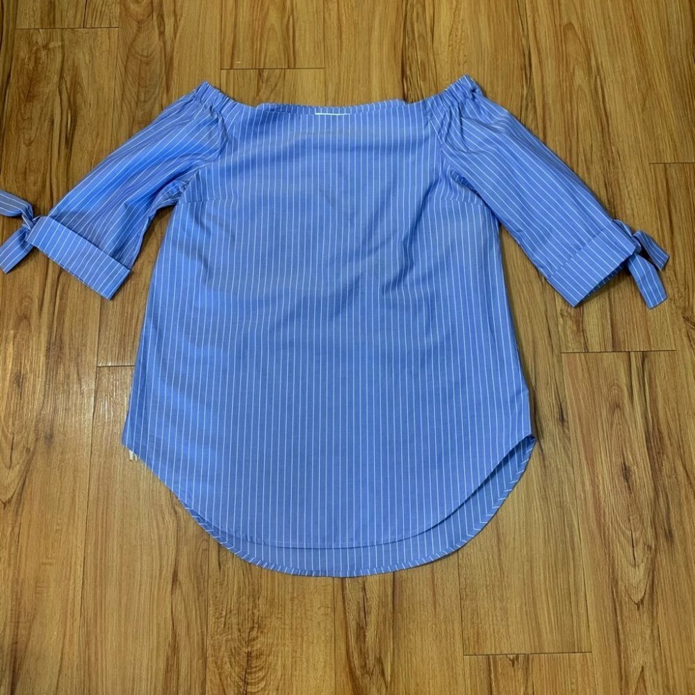 Aritzia Babaton Malik Off Shoulder Blue Blouse View 3